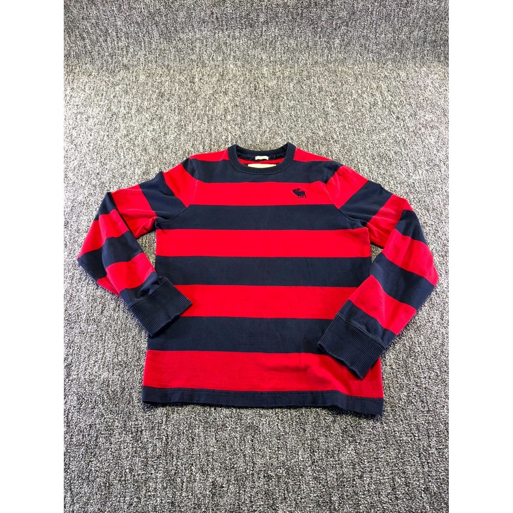 Abercrombie & Fitch Shirt Mens XL Red Blue Striped Long Sleeve Crewneck Pullover